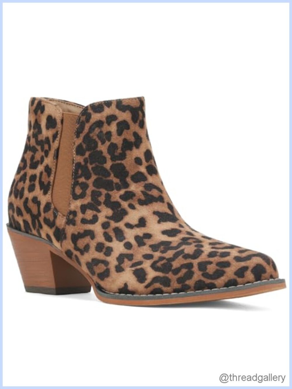 Faux Leather Ankle Cowboy Boots Snip Toe Western Booties Women